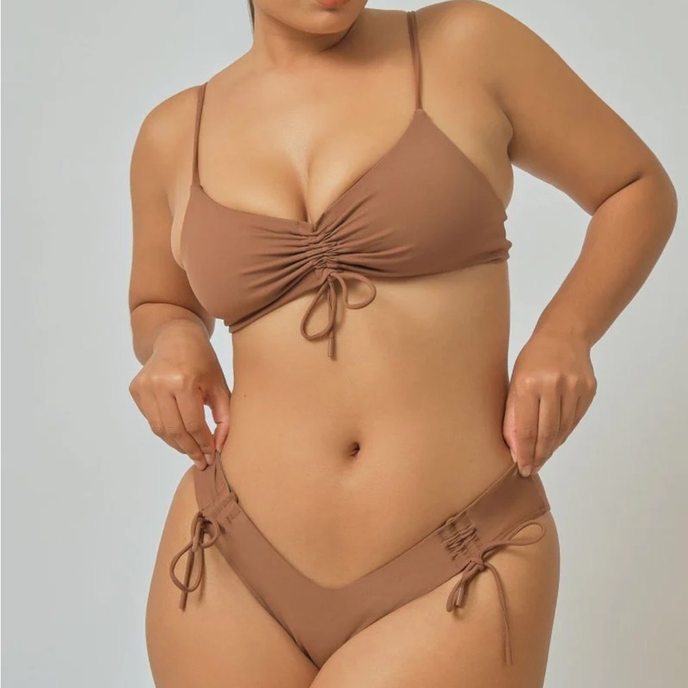BLACKBOUGH COCOA SOPHIA RUCHED BIKINI SET